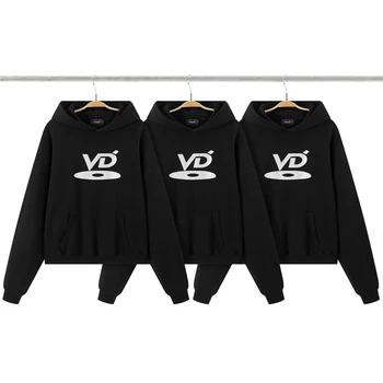 Vyšívané VUJA DE VD logo Pár hoodie 1:1 Najlepšia kvalita Vujade retro pulóver s kapucňou pre mužov a ženy
