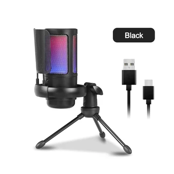 USB Chladič Gaming Mikrofón pre PC a PS4 PS5 MAC s RGB Osvetlenie Pop Filter Shock Mount&Zosilnenia pre Podcasty