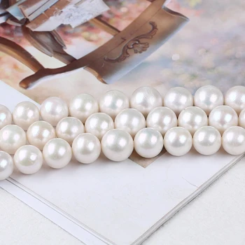 Hot predaj 13-16 mm biela veľké perly Edison kolo pearl Autentické prírodné sladkovodné perly semi-finished string DIY náhrdelník br