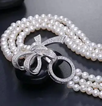 7-8mm prírodné south sea white pearl náhrdelník 18-palcové 925 silver