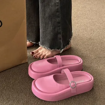 Ženy Papuče Platformu Tkaných Topánky V Lete Roku 2023 Bežné Šaty Kolo Prst Sandále Autor Listov Plytké Príčinné Mujer Zapatillas