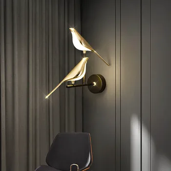Kreatívne Jednoduchosť LED Nástenné svietidlo z Hliníkovej Zliatiny Straka Vták Nástenné Svietidlo Steny v Obývacej Izbe Svetlo Nočné Výzdobu Lesk