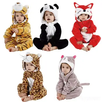 Dieťa Remienky Zimné Kigurumi Tiger Panda Mačka Kostým Pre Dievčatá, Chlapcov Batoľa Zvierat Jumpsuit Dojčenské Oblečenie, Pyžamá Deti Trakmi