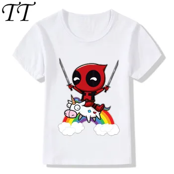 Deadpool Superhrdina Vtipné Deti T-shirts Letné Topy Krátky Rukáv Chlapci/dievčatá Oblečenie Roztomilý Jednorožec, Baby, Deti, Tees,ooo2237