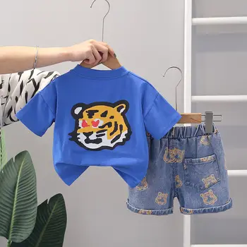 2023 Nové Letné Chlapčenské Krátky Rukáv Vyhovovali Dieťa Módne Cartoon T-shirt Nohavice Dvoch-Dielny detský Trendy, Žiaľ Sady