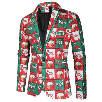 Muži TO Vianoce Kabát Módne Bežné Vianočné Vytlačené Farby Srsti Bundy Módne Formálne Dlhý Rukáv Slim Fit Strany Top Blúzky,