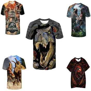 Nové Jurský Park 3D Tlač T-shirt Jurský Sveta Dinosaurov Muži Ženy Fashion Tričko Deti Deti Tshirt Topy Chlapec Dievča Clothin
