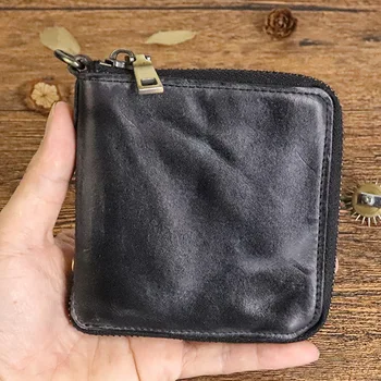 Vintage originálne kožené peňaženky krátke nula peňaženky činením rastlinným činidlom cowhide osobné trend pánske peňaženky karty taška