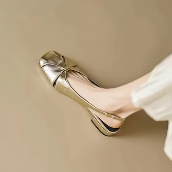 Mäkké Kožené 2023 Lete Nové dámske Topánky Štvorcové Prst Módny Dizajn Duté Von Bežné Sandále, Topánky pre Ženy Zapatillas De Mujer