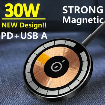 30W Magnetické Bezdrôtová Nabíjačka pre Macsafe iPhone 14 13 12 Pro Max Mini USB PD Rýchle Bezdrôtové Nabíjanie Pad Stojan Telefónu, Nabíjačky