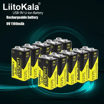 10PCS LiitoKala USB 9V lítiová Nabíjateľná Batéria 1100mAh 9V li-ion Batérie 6F22 9V pre RC Model Vrtuľník Mikrofón