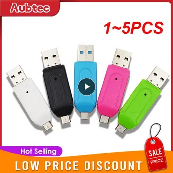 1~5 KS 2-in-1 Čítačka Kariet USB Čítačka Pamäťových Kariet USB OTG Do Adaptéra USB / Card Reader Náhodné Farby
