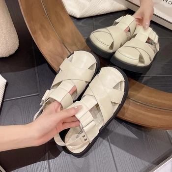 2023 Nové dámske Sandále Lete Pohodlné Bežné Vonkajšie Ploché Topánky Sexy vysokokvalitné Módne Pláži Pevné Kolo Prst Sandále