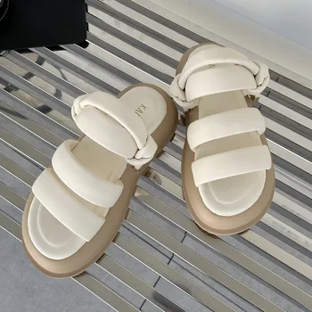 Dizajn Značky Platformu Papuče Biele Ploché Bežné Sandále Ženy Lete Roku 2023 Vonkajšie Nosenie Pošmyknúť Na Street Style Flip Flops Dámy