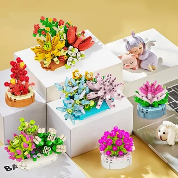 6Pcs Kreatívne a Zaujímavé Bonsai Kvet Stolné Dekorácie Dekorácie Micro Stavebné kamene, Tehly, Hračky, Darčeky