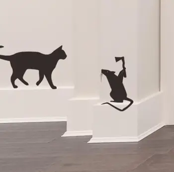 Kreatívne Obývacia Izba Samolepiace Nálepky Kreslených Mačka A Roztomilý Rohu Domácej Rohu Dekorácie Samolepky na Nechty, Nálepky na Steny