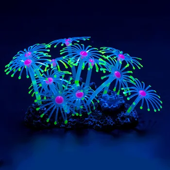 1 ks Silikónové Žiariace Umelé akvárium pierko Coral Rastlín pod vodou Ornament Ryby Nádrž Akvárium Dekor Príslušenstvo