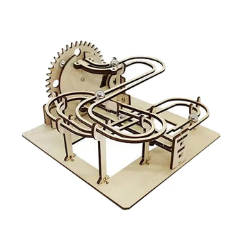 Mramor Závod Run 3D Drevené Puzzle Mechanické Auta Kmeňových Vedy Fyzika Hračka Montáž Model Budovy Pre Deti