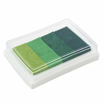 2X Inkpad Plavidlá Multi Gradient Zelená 4 Farby Atramentu Pečiatky Poduška na báze Oleja
