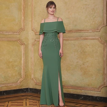 Elegantné Matka Nevesty Šaty na Svadby Zelená Nášivka Svadobný Hosť Šaty pre Ženy 2023 Ramena Večerné Šaty