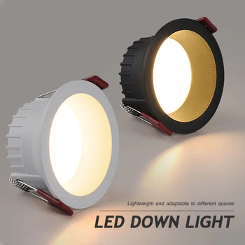Stmievateľné LED Downlight Stropné Lampy Proti Oslneniu 3W 5W 7W 10W 12W 15W LED Reflektor Pozadí Vnútorné Osvetlenie AC220V 110V