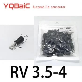 50PCS RV3.5-4 Čierny Krúžok Izolované Svorkovnice Vyhovovali 2.5-Kábel 4mm2 Krimpovacie Terminálu vodičový Kábel