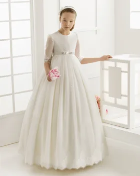 2023 Kvetina Dievča Šaty na Svadby Elegantné Prvé sväté Prijímanie Šaty pre dievčatá Tylu plesové Šaty, Polovičný Rukáv Dievčatá Sprievod Šaty