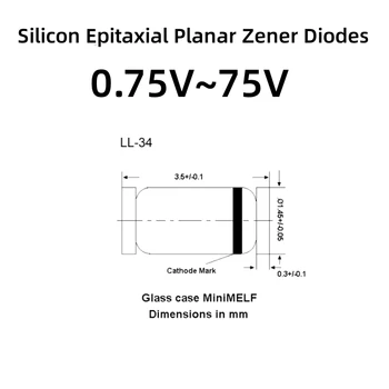 1000Pcs/Veľa Zener dióda 2.7 V LL34 ZMM2V7,0,5 W, sklo dióda,Kremík zariadenie na epitaxiálny Planárne Zener Diódy