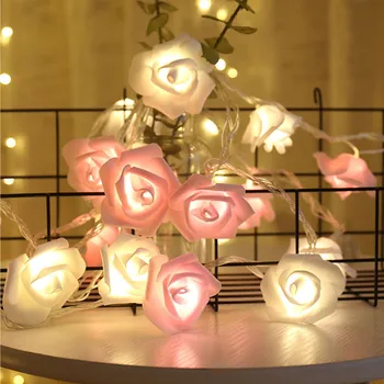 Batériový Led Ruže Kvet Tvarované Led Svetlo String Teplé Svetlo Domov Záhrada Valentína Svetlá Svadobné Party Dekorácie