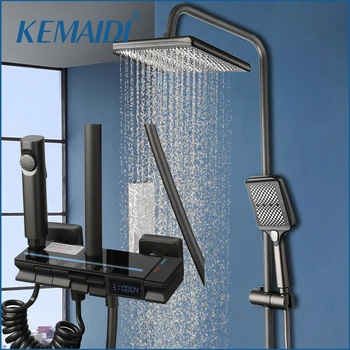 KEMAIDI Sprcha Systém Digitálny Displej Sprchové Batérie, Nastavenie Wall Mount 4 Funkcie Daždi Teplej Studenej Miešadlá s Bidet Postrekovačov