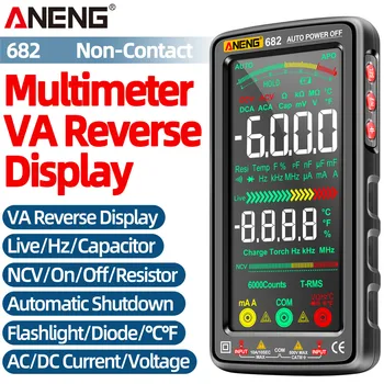 ANENG 682 Smart Multimeter Veľký Farebný Displej AC/DC Ammeter Napätie Tester Nabíjateľná Ohm Dióda Tester Nástroje pre Krupina