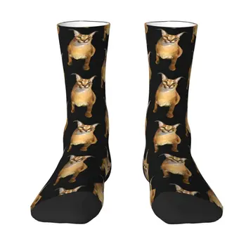 V pohode Tlačiť Floppa Úsmev Ponožky pre Mužov, Ženy Úsek Leto Jeseň Zima Caracal Mačka Meme Posádky Ponožky