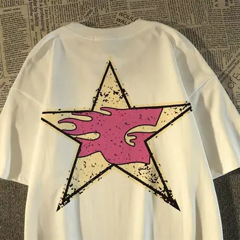 Letné Módy Graffiti Print T shirt Americký Harajuku Ulice, Hip Hop, Jednoduché a Svieža Vintage Mužov a Ženy, Nadrozmerné T tričko