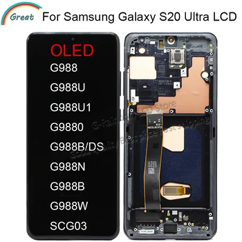 OLED Samsung Galaxy S20 Ultra Lcd s rámom G988 G988F G988B/DS Displej Dotykový Displej Digitalizátorom. Pre Samsung LCD S20Ultra