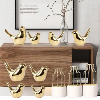Zlaté Keramické Vták Figúrky Socha Plavidlá, Socha, Ornament Jednoduchý Štýl Art Vták Tabuľka Zlatý Vták Výzdoba Domov Nástroje