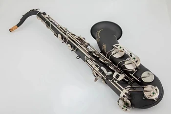 Rozšírené Tenor Saxofón B Ploché Matte Black Poniklovaná Profesionálne Woodwind Nástroj S Sax Tryska Príslušenstvo