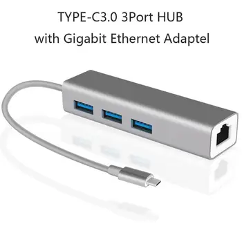 USB C Hub s RJ45 Gigabit Rýchly, Stabilný Prenos Dát USB 3.0 Viacportová Rozbočovač USB C k Ethernet Adaptér pre Mac OS pre Windows