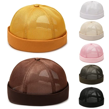 Vintage Dome Hat Mens Priedušná Oka Brimless Čiapky Farbou Ulici Prenosné Docker Námorník Kliešte Klobúky Bežné Hip Hop Spp