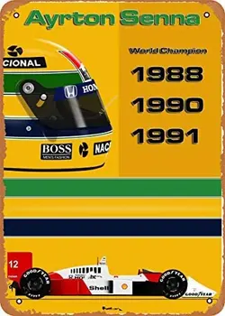 Kovové Sign - Ayrton Senna Ayrton Senna McLaren MP4-8 x 12 Vintage Vzhľad, plechy