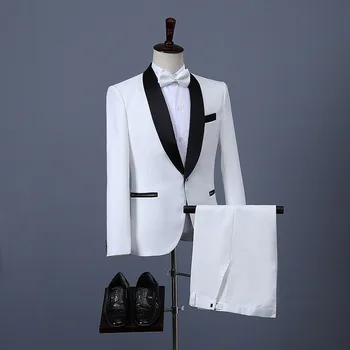 Slim Vybavené pánske Oblek, Sako Set 2 Kusov Singel svojim Svadby Ženích Prom Šaty Formálne Príležitosti Oblečenie (Bunda+Nohavice)
