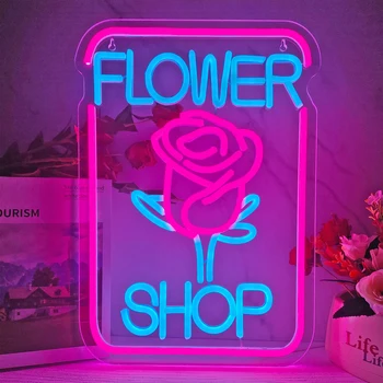 Flower Shop LED, Neónové Značky pre Steny Výzdoba Neónové Svetlá pre Steny, Spálne, Obývacej Izby, Dekorácie, USB Powered Darček