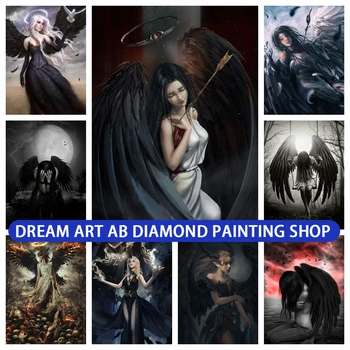 Dark Angel 5D DIY AB Vŕtačky Diamantové Maľovanie Výšivky Smrti Demon Fantasy Gotické Umenie Cross Stitch Drahokamu Mozaiky Domova