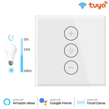 Tuya WiFi Smart Dimmer Prepínač Svetlo Bezdrôtová Dotyková Stmievanie Stenu Ovládanie LED Diaľkové OnOff EÚ Inteligentný Život APLIKÁCIE Pre Alexa Domovská stránka Google