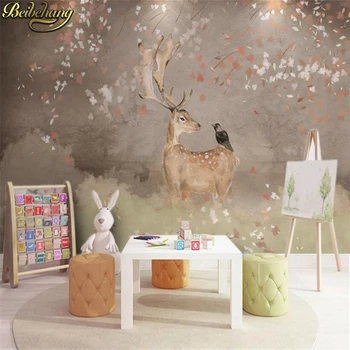 beibehang Vlastné Nordic retro elk cherry blossom tapety na stenu Maľovanie nástenná maľba Reštaurácia, Kaviareň nástennú maľbu, Tapety, obývacia izba