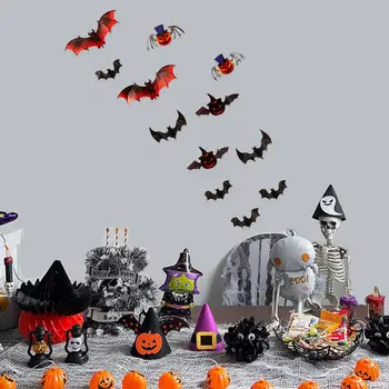 Čierna 3d Bat Nálepky Strašidelné Halloween Bat Nálepky Nastaviť 12pcs 3d Pvc Nálepky pre Miestnosti, Spálne Dekorácie Lietania Tekvicové Párty
