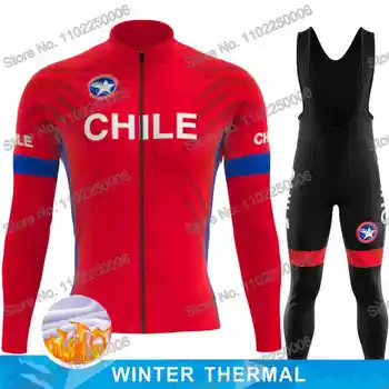 2023 Čile Cyklistika Jersey pánske Nastaviť Zimné Cyklistické Oblečenie Cestné Cyklistické Tričko Vyhovovali MTB Bicykel Náprsníkové Nohavice Termálne Bunda Oblek