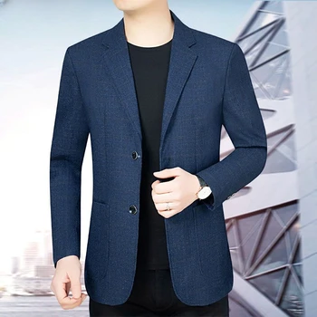 Kórejský 2023 Jar Jeseň Fashion Nové Mužov Slim Formálne Farbou Obleku Kabát Tlačidlo Masculino Klope Dlhý Rukáv D56