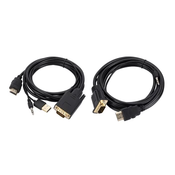 PVC Kábel Adaptéra Kábel kompatibilný s HDMI Na VGA 1.8 m Video Converter Kábel Samec Samec Náhrada za Projektor, Monitor