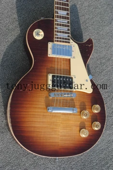 Vlastné 1959 Jimmy Page Hold Flame Maple Top Ťažké Relikvie Tobacco Sunburst Elektrická Gitara Málo Pin Tonepro Most,