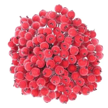 320 Umelé Červené Matné Holly Bobule Mini Vianočný Ovocie, Bobule, Kvet pre Vianočný Strom Dekorácie Garland Tvorby